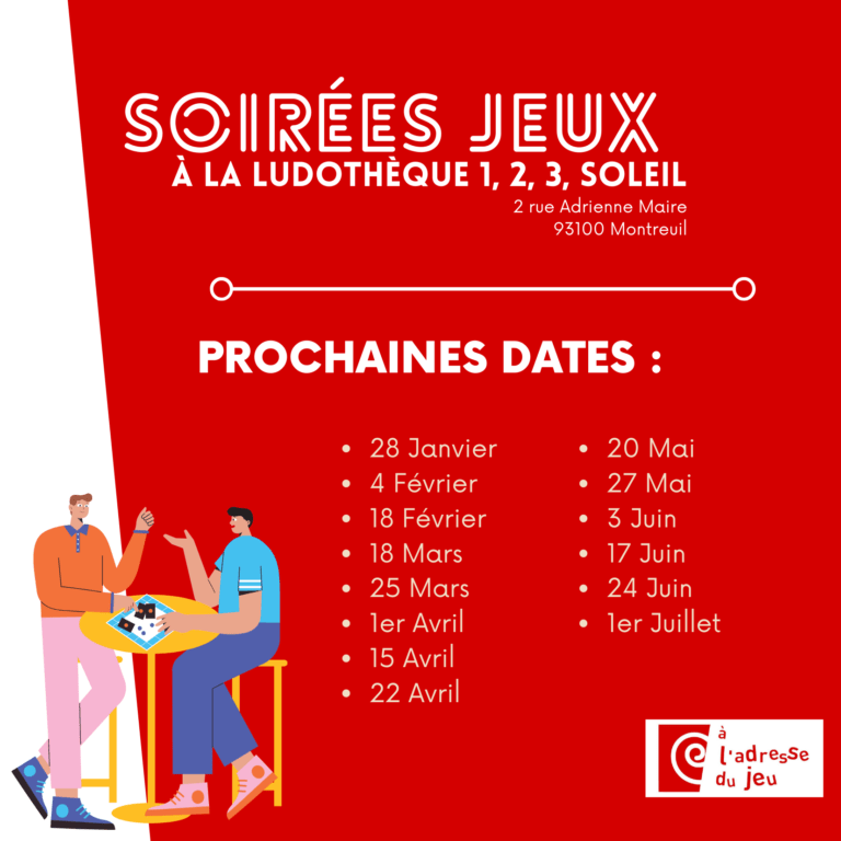 Dates des prochaines Soirées Jeux